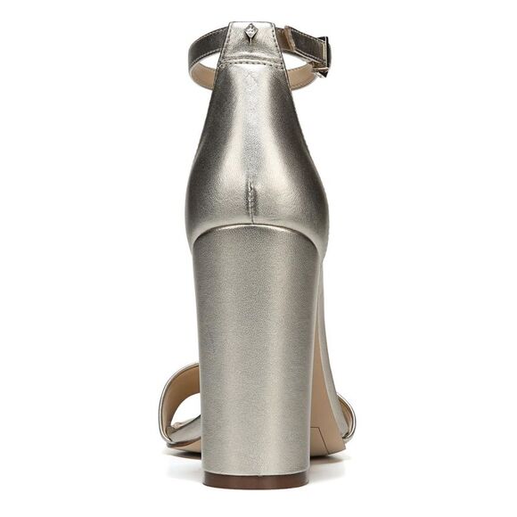 NWT SAM EDELMAN Womens Silver Yaro Almond Leather Heeled Sandal 5.5 M - Picture 2 of 5